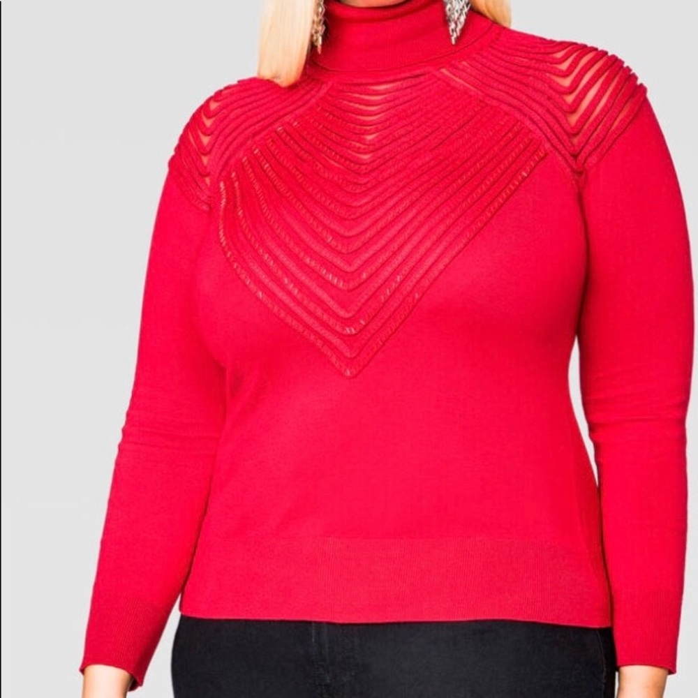 Red Embellished Turtleneck